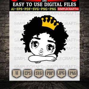 Afro Girl SVG: Melanin Queen Peekaboo Design (Digital Files)