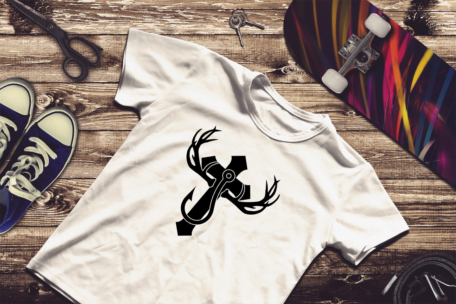 Fish Hook Deer ANTLERS CROSS SVG Duck Hunting Svg Wild Etsy