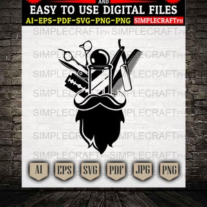 Barber Shop Tools SVG: Haircut Salon Design (Digital Files)