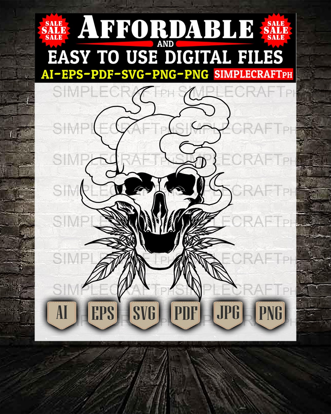Skull Smoking Weed Svg Skull and Weed Svg Smoking Skull - Etsy