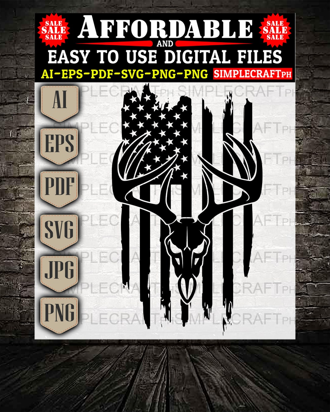 Deer Hunting Deer Skull Svg Deer Hunting Svg Distressed American Flag