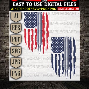 Bullet American Flag svg || 4th July svg  || Distressed American flag svg  || Cricut design