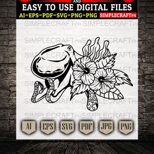 Floral Octopus SVG: Ocean Animal Decal (Digital Files)