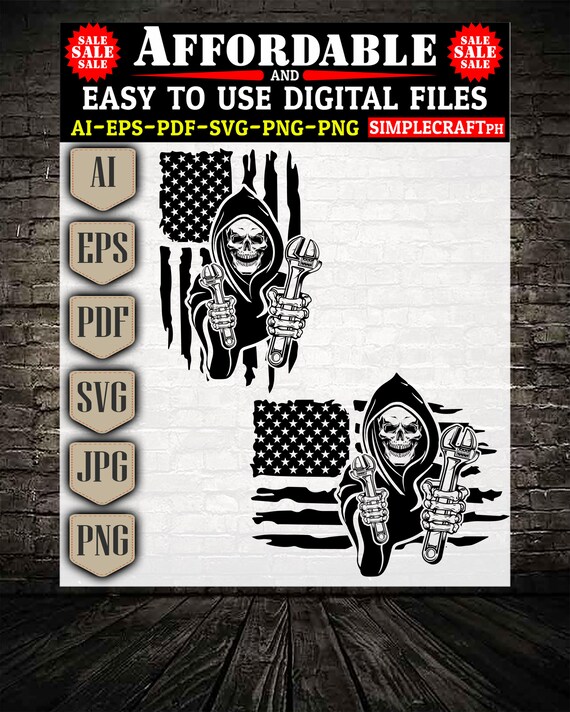 Grim Reaper Mechanic svg Mechanic svg Distressed Etsy