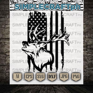 Beunruhigter Flaggen-Svg || Roter Hirsch Jagd SVG || Hirsch-Jagd-Svg || Rotwild-Jagd-Svg || Elch-Svg || Maultierhirsch SVG || Rentier Jagd SVG