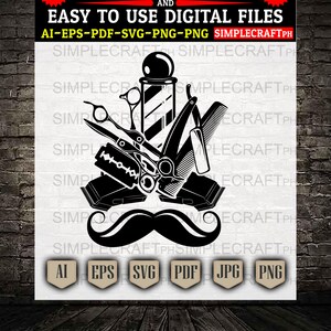Barber Tools SVG: Hair Salon & Stylist Design (Digital Files)