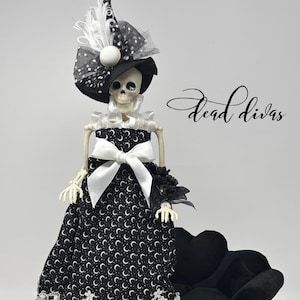 Vintage Look Skeleton Witch Doll: Elegant Gothic Shabby Chic Decor