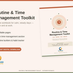 Routine & Time Management Toolkit | Fillable PDF Workbook | Daily Routine Builder, Work Skills Worksheets | ADHD Executive Function Help