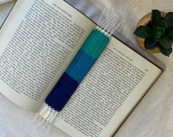 Handwoven Bookmark, Blue Striped, Gift Ideas