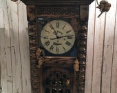 Handcrafted Oak Clock with Wooden Carved Mice Decoration. Westminster Charm Chiming Clock with Cat and Mouse