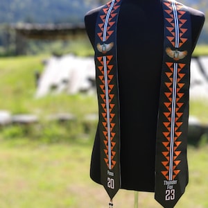 Estola de graduación personalizada para adultos, estola de graduación nativa americana, faja, ceremonia de graduación, hupa, yurok, karuk, (lea la descripción)