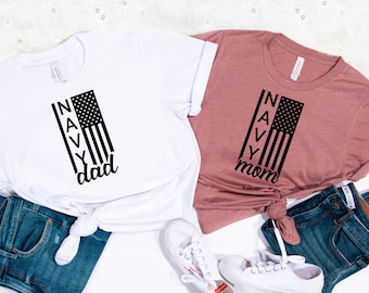 Navy Mom Dad Shirt, Wife and Husband T-shirt, Mother's Day Gift, United States Outfits, Family Matching Tee, Military Tshirt, Army Mommy