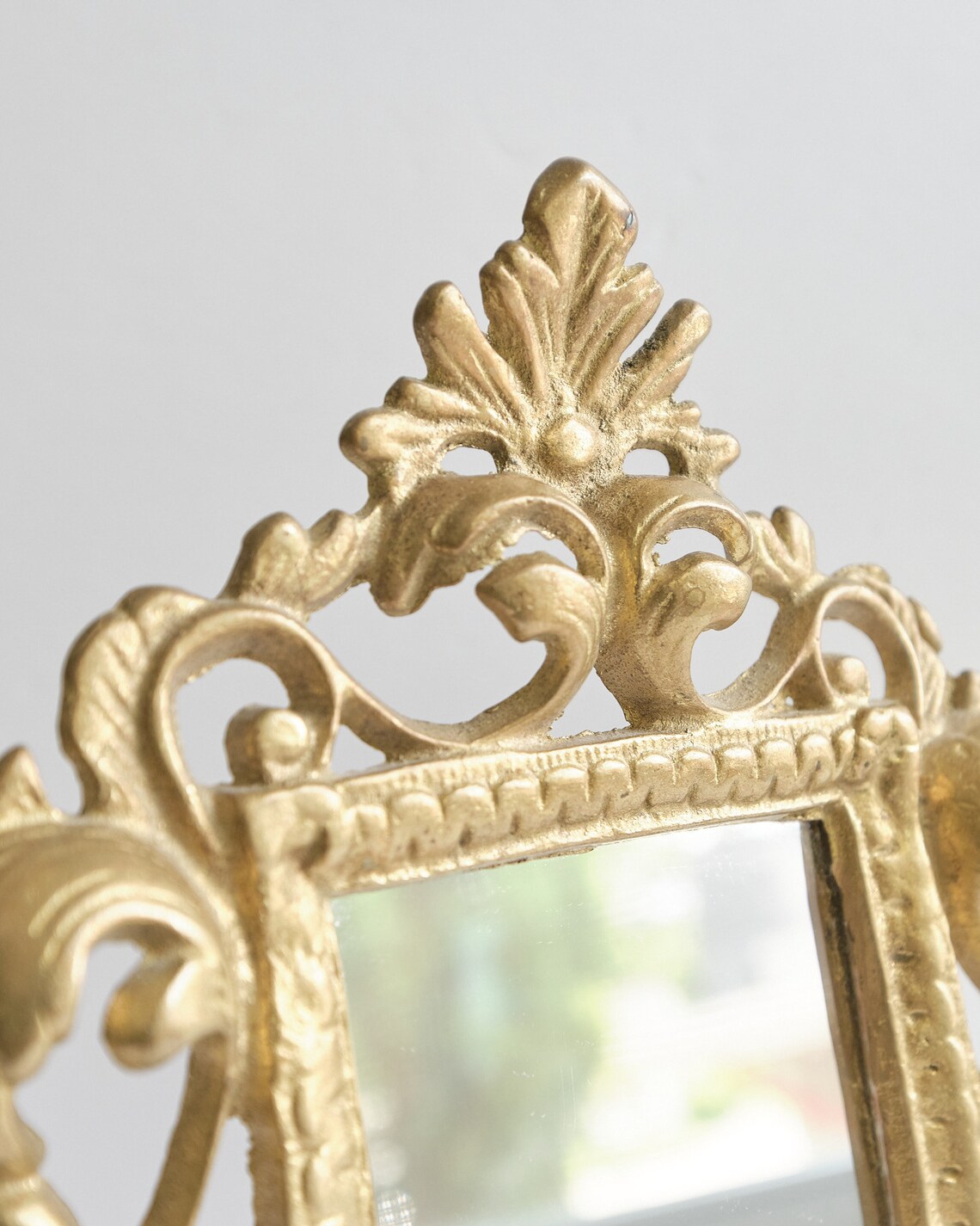 Vintage Ornate Brass Table Top Mirror Etsy