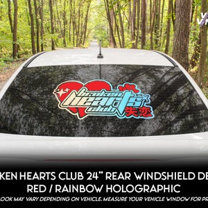 JDM Kanji Broken Hearts Club Holographic Extra Large Rear Windshield Car Vinyl Decal Sticker