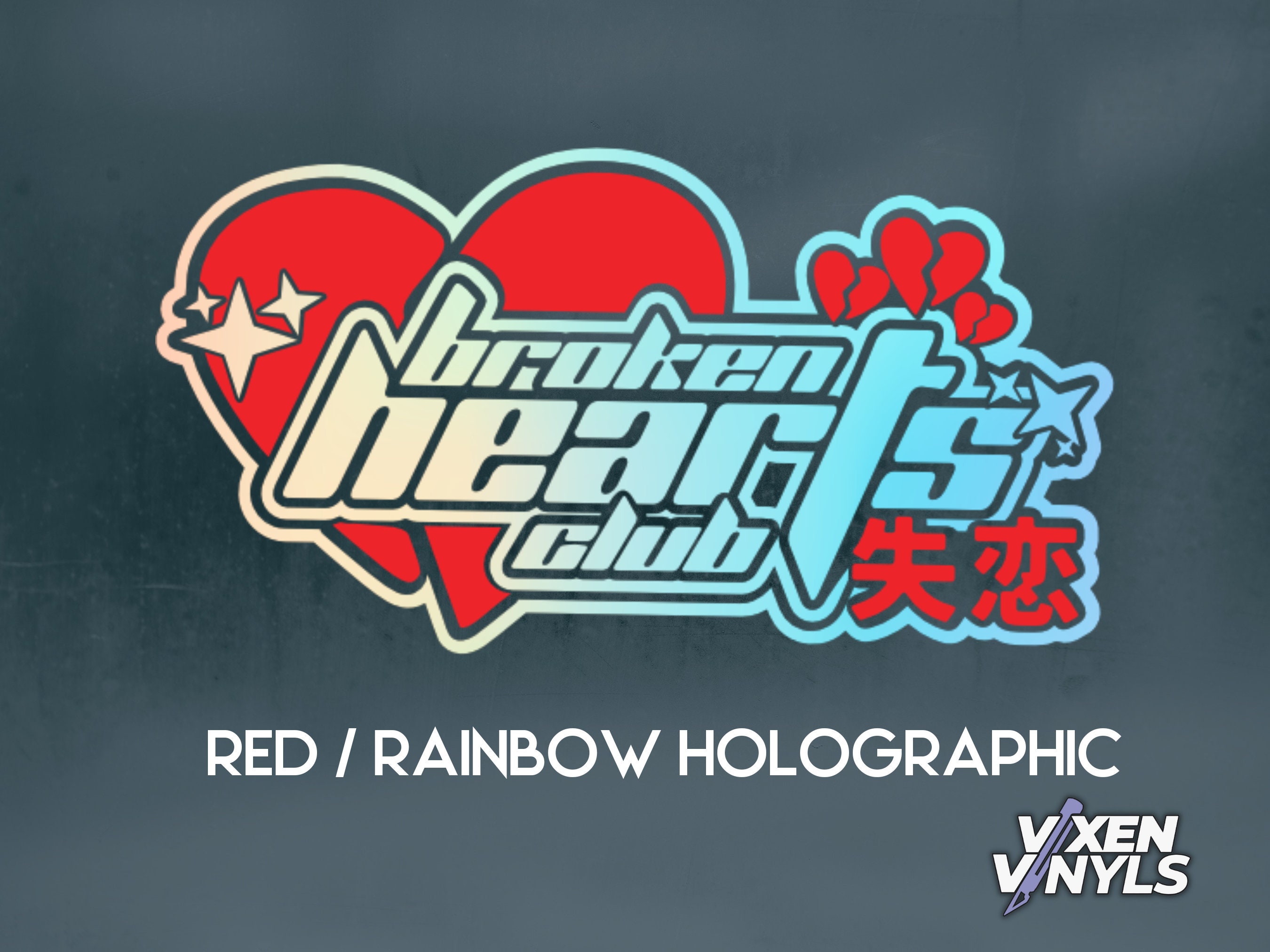 JDM Kanji Broken Hearts Club Holographic Extra Large Rear