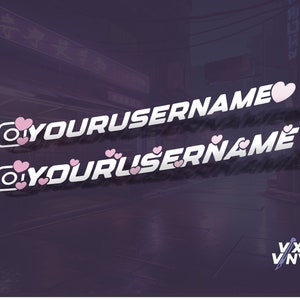 Set of Two White Custom Instagram Username Cute Hearts Social Media Vinyl Decal Sticker for JDM Girls