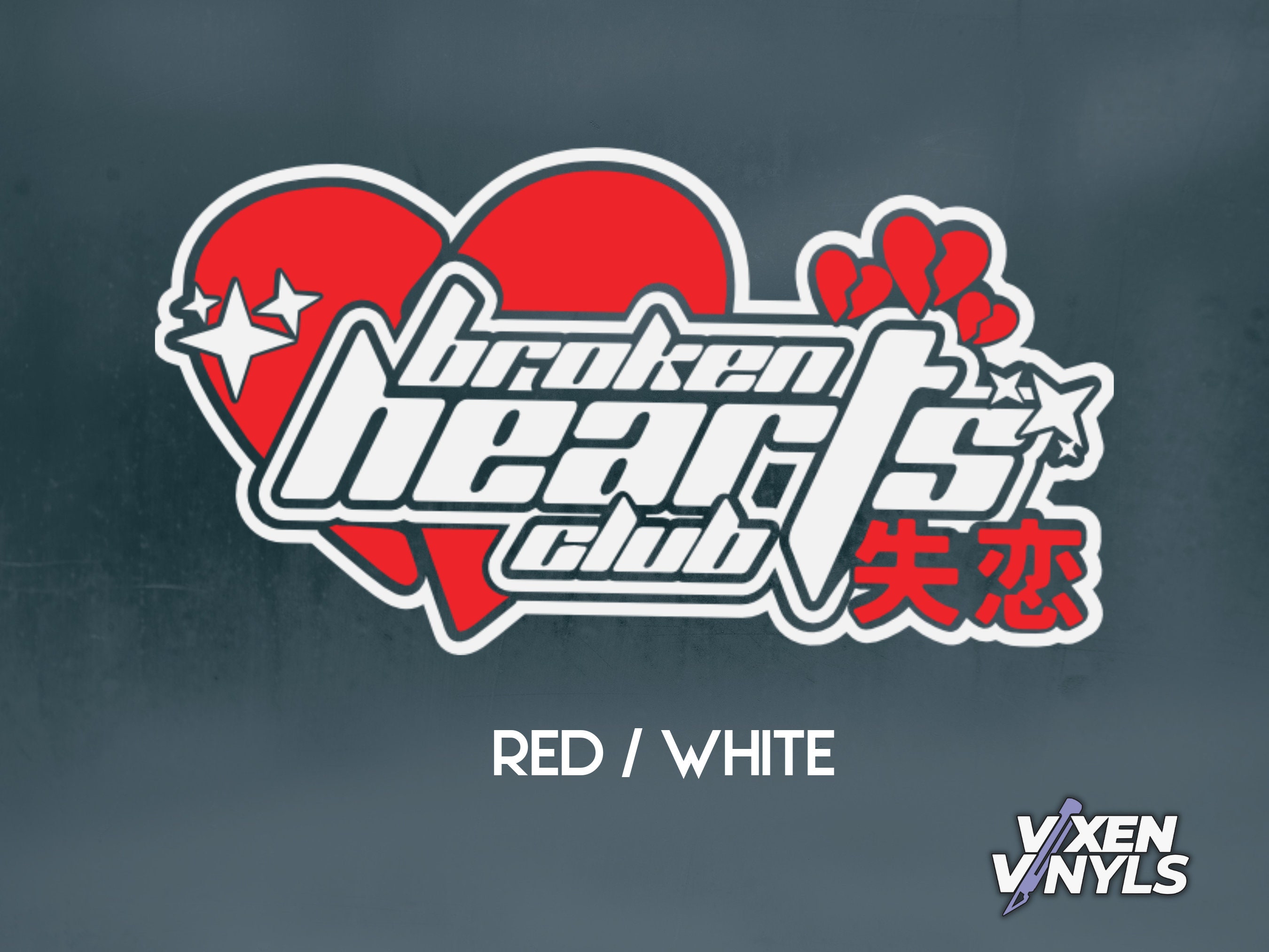 JDM Kanji Broken Hearts Club Holographic Extra Large Rear