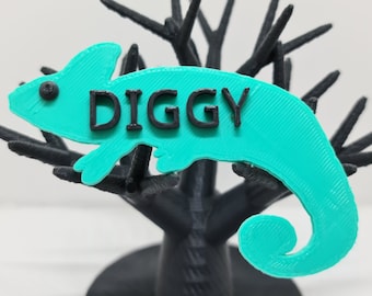 Personalized Yemen Chameleon Tank Tag: 3D Printed Reptile Decor