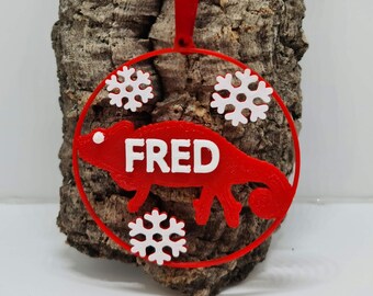 Personalised Hoehnelii Chameleon Christmas Bauble