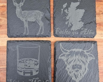 Scottish Slate Coasters - Set Of Four,