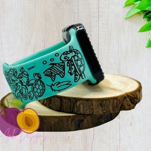 Under the sea, laser engraved apple compatible watchband, Samsung, Fitbit Versa 2, gift for her, customized watch
