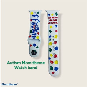 Autism Mom Watch Band: Laser Engraved Puzzle Piece Design