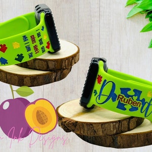 Autism Dad, laser engraved apple compatible, samsung,  Fitbit versa 2, gift for dad, Autism awareness, puzzles pieces, kids name