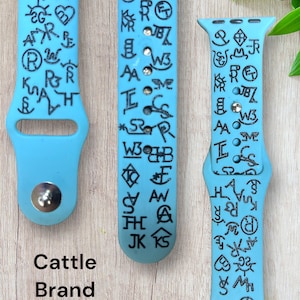 Cattle brand logo band, engraved silicone smartwatch 38,40,41,42,44,45mm, Samsung, Fitbit versa 2 , Fitbit versa 3,Fitbit 4