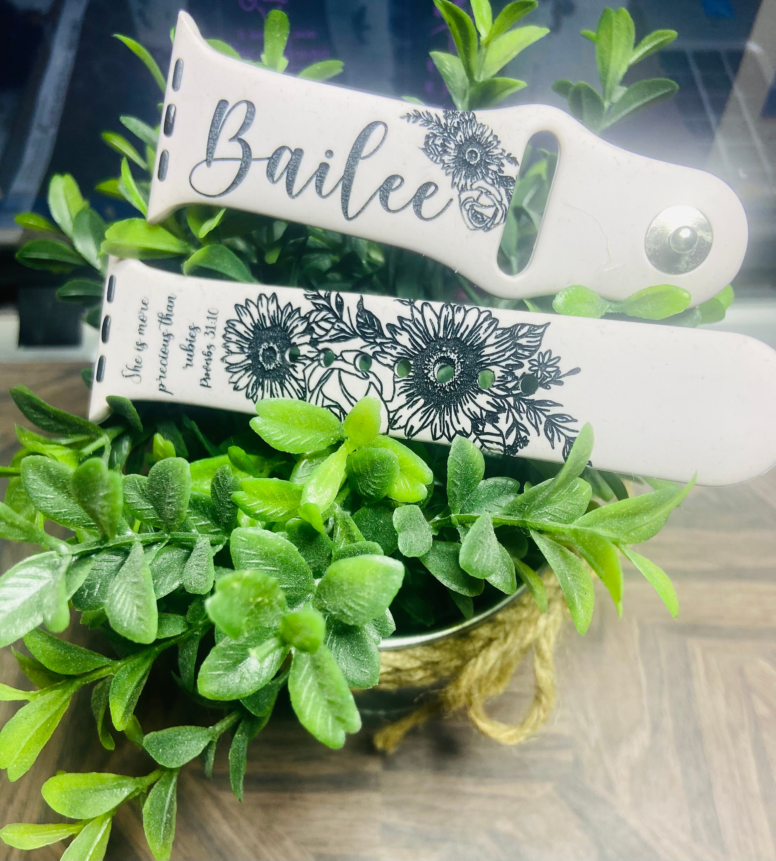 Floral Band With Name Engraved Smart Watch Band Samsung Etsy