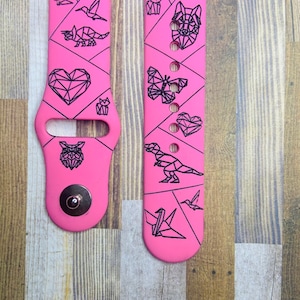 Geometric shaped animals laser engraved smart, Samsung ,Fitbit versa 2, gift for women, gift for teen, birthday gift