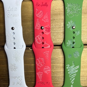 Engraved Christmas Smart Watchband: Snowflakes, Ornaments, Tree