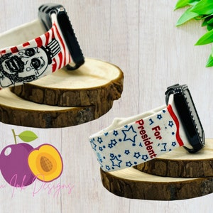 Engraved  smart Watch band, Samsung, Fitbit versa 2, American flag, stars, red, white, blue, scary clown, Captain Spaulding,