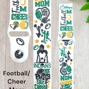 Football cheer Mom, laser engraved smart, Samsung, Fitbit versa 2 watch band, gift for mom, gifts for women