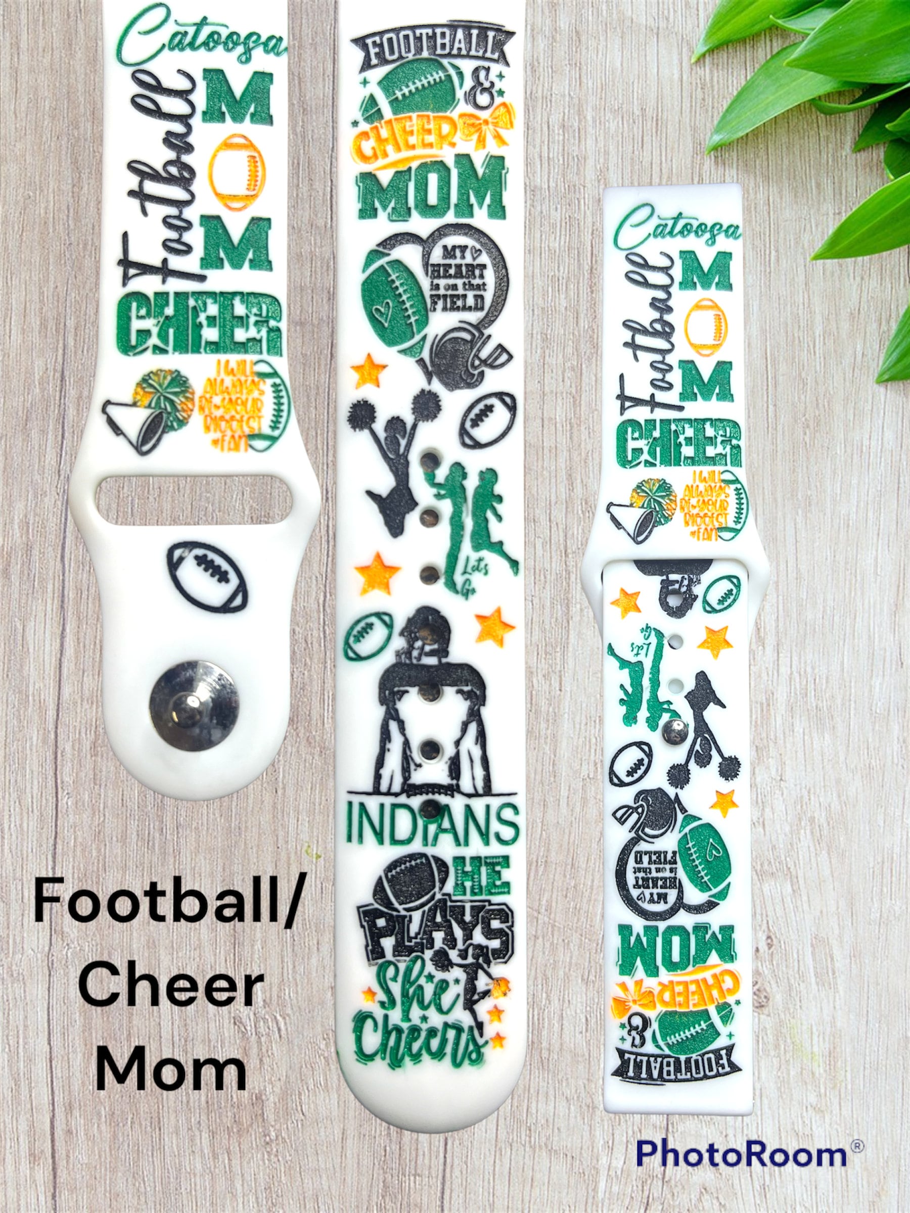 Football cheer Mom, laser engraved smart, Samsung, Fitbit versa 2 watch band, gift for mom, gifts for women