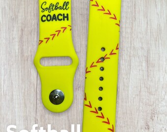 Softball Coach Engraved Smartwatch Band: Samsung, Fitbit, Apple Watch