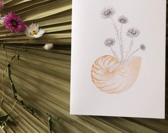 Paper Daisy Nautilus- Greeting Card