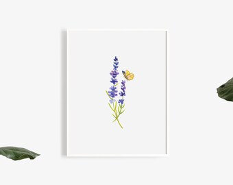 Lavender Printable, Watercolor Lavender Printable, Instant Download Wall Print, Digital Wall Print, Wall Decor Printable