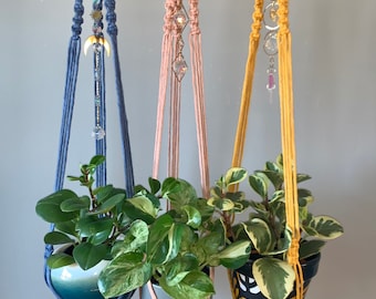 Sun Catcher Rainbow Prism Macrame Plant Hanger -*NEW* colors available