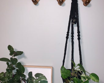 BLACK MAGIC Pyrite crystal macrame plant hanger