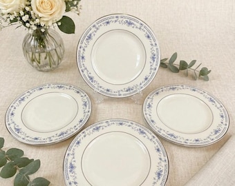 Vintage Minton Bellemeade Salad Plates Set of 4, Blue Floral Bone China England