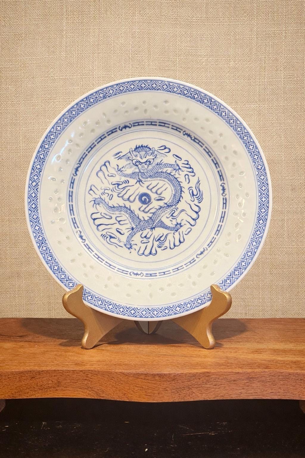Vintage Blue Dragon Asian Plates - Etsy