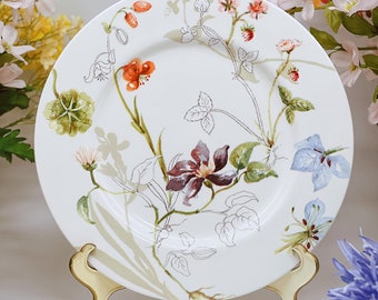 Beautiful Royal Stafford of Burslem Earthenware Floral Sketchbook Design dinner plate Made in England