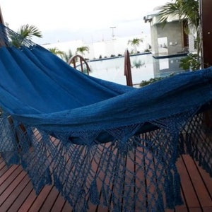 Brazilian Hammock Dark Blue - 9 ft by 5 ft - Premium Brazilian Handmade Woven Cotton