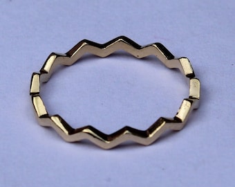 Bague en argent sterling ondulée zigzag, bague superposable,