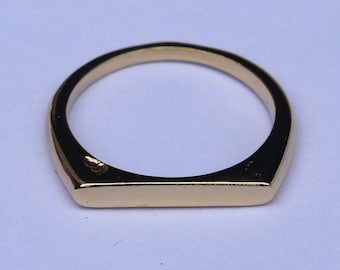 Gold Plated Sterling Silver Flat Bar Signet Ring