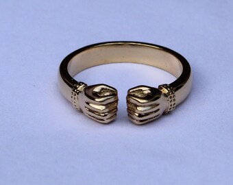 Adjustable Fist of power Ring, Fist Ring, Solid 925 Sterling silver rings, Hands before the Fight Angry ring,
