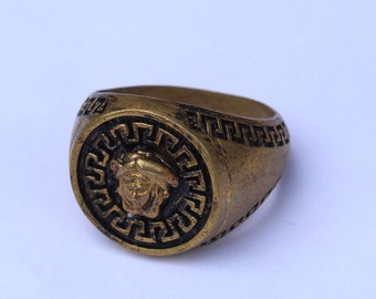 Gold Medusa Signet Ring, Sterling Silver Ring, Medusa Gothic rings, Greek Mythology ring, Jewelry for men, Gorgon Medusa Silver Jewelry,