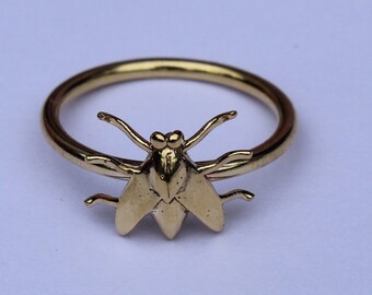 Handmade Sterling Silver Bumble Bee Ring, Brass Accent