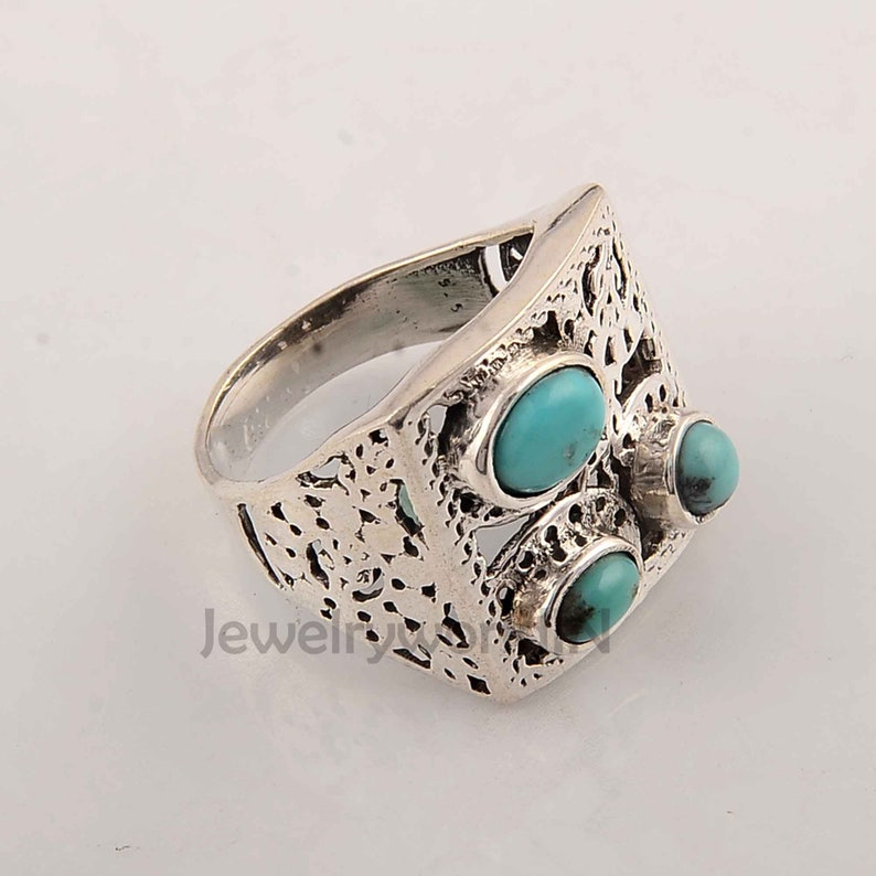 sister gifts for her Indian jewelry multi gemstone ring turquoise rings Turquoise ring birthstone rings silver ring vintage jewelry