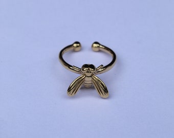 Handmade Sterling Silver Bumble Bee Ring, Gold Stacking Ring